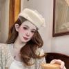 Black Stewardess Hat French Temperament Mesh Lace Woolen Hat British Berets For Women