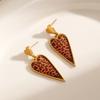 DIEYURO 316L Stainless Steel Golden Vintage Oil Dripping Leopard Print Exaggerated Heart Earrings Lady Trend Ear Studs Jewelry