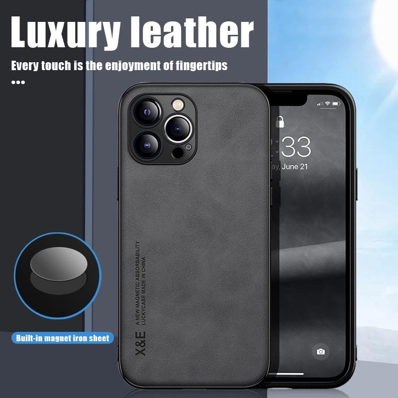 Magnetic Leather Case For iPhone 13 14 Pro Max 12 11 Pro XS Max X XR 8 7 Plus SE 2 2022 Luxury Sheepskin Matte Slim Back Cover