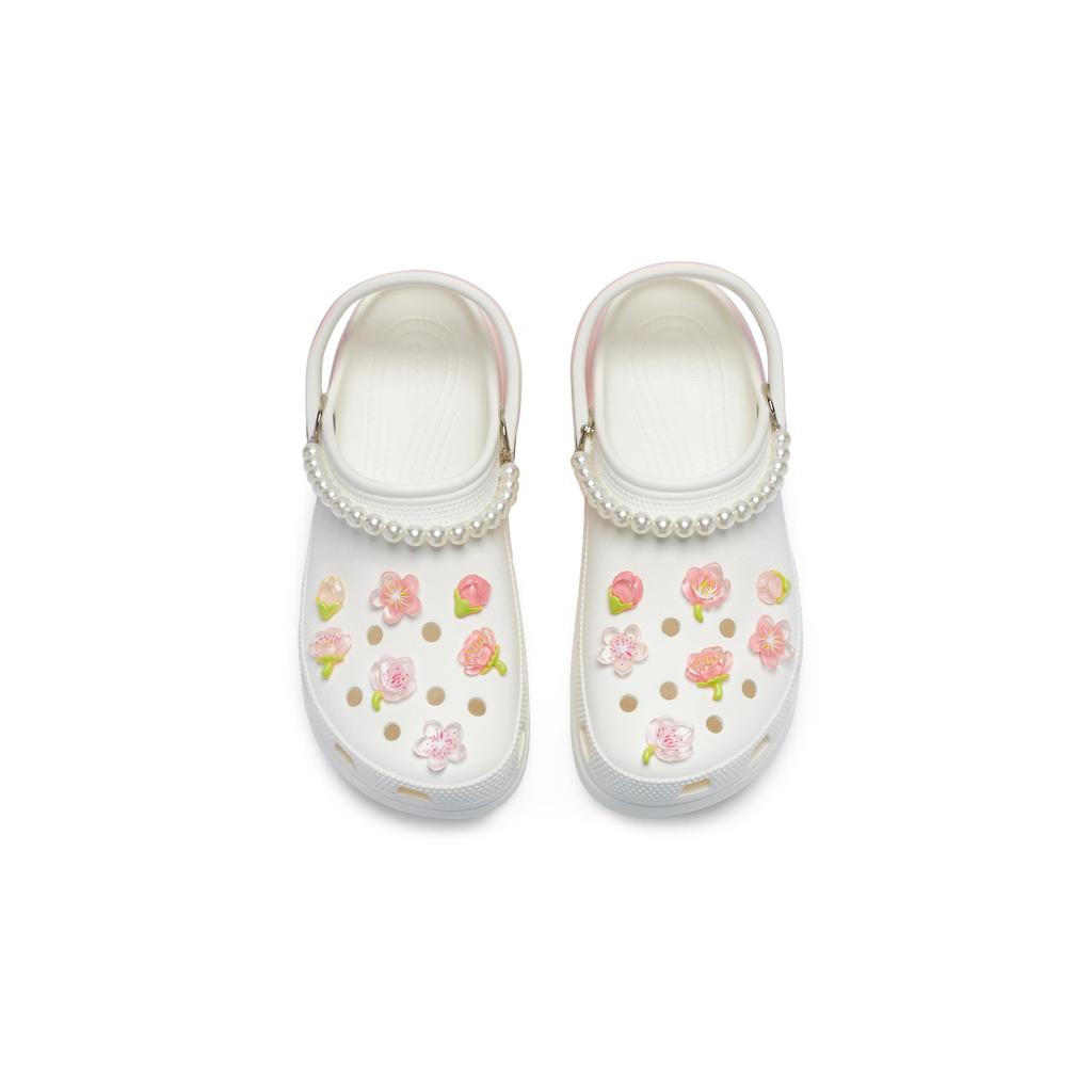 Crocs Classic Platform Clog 811 Manufacturing, Spring Sakura Imprint Clogs Women's White Pink 206750-100(Team80-)