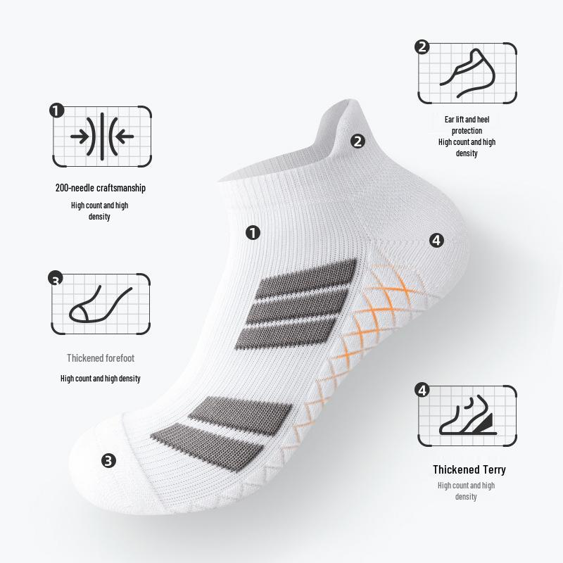 Men's Cotton Athletic Socks - Breathable, Odor-Resistant, Cushioned, Ideal for Running and Sports, White