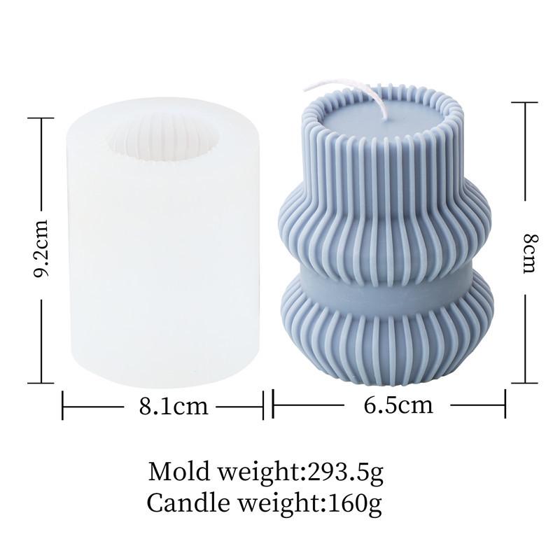 Cylindrical Tall Pillar Candle Molds Ribbed Aesthetic Twist Silicone Mould Geometric Abstract Decora Mold Gifts Craft Home Decor