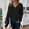 Women's Fashion Long Sleeve Ribbed Elegant Commuting And Casual Top