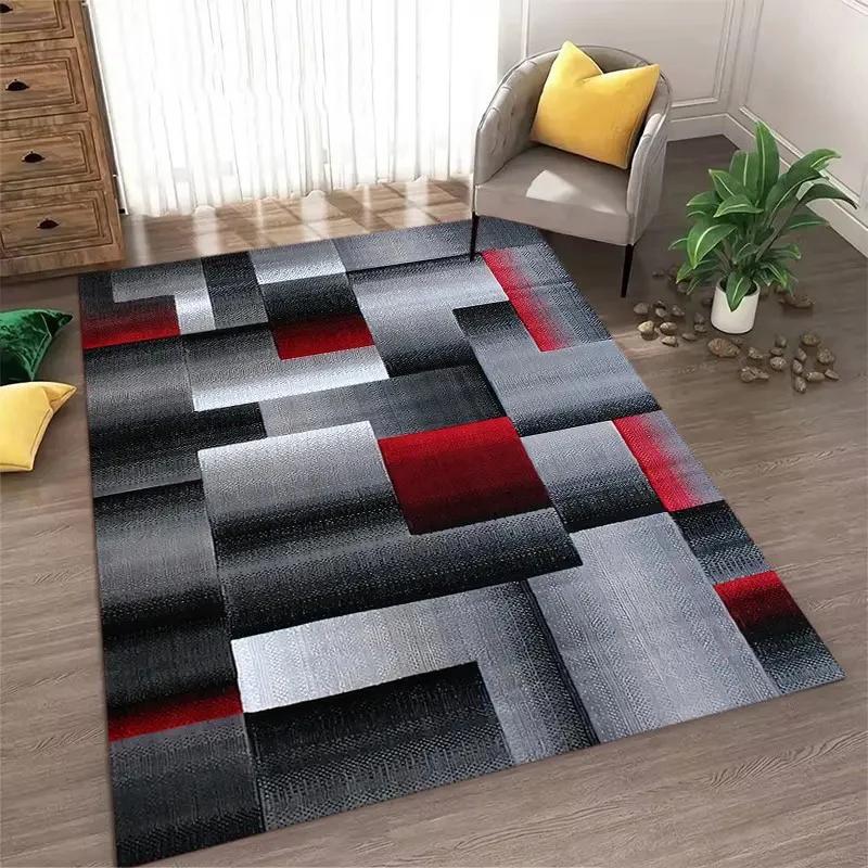 Abstrakter Geometrischer Bereichsteppich Rutschfest Waschbar Bodenteppich Nordischer Stil Wohnzimmer und Schlafzimmer Bodenmatte Heimdekoration