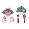 Long Red Tassel Chinese Phoenix Crown Brooch Cheongsam Hanfu Pin Buckle  Women Accessories