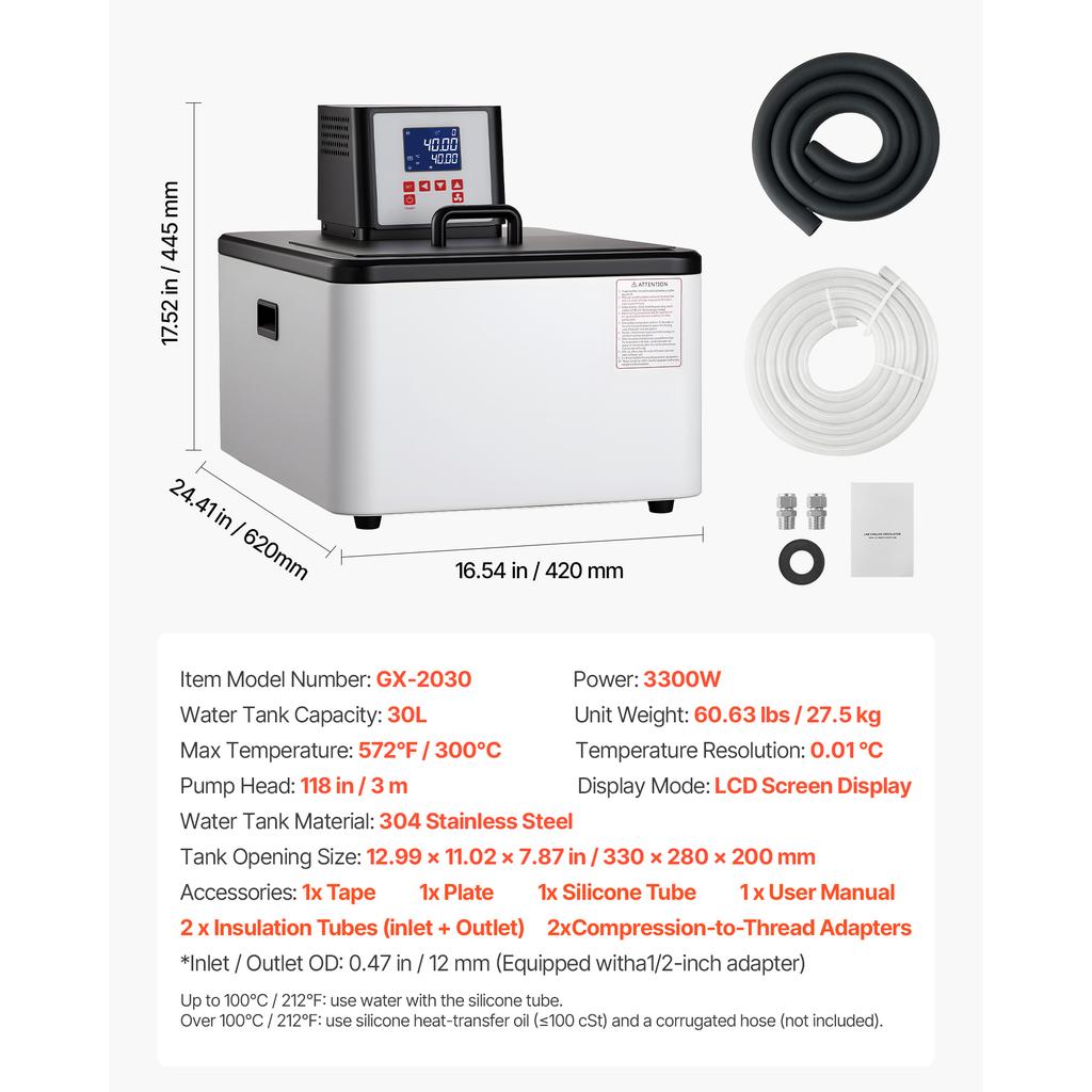 SucceBuy Laboratory High-Temperature Circulating Oil Bath Up to 212°F/572℉ 0.1℃ High Precision Dual Circulation for Laboratory