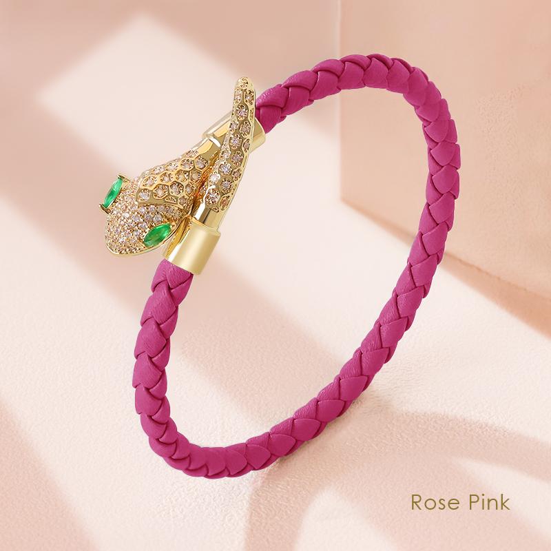 

Високоякісні відкриті браслети-зміїна голова для жінок Нові трендові браслети зі справжньої плетеної шкіри Ювелірні вироби Подарунок Модні аксесуари 15-17cm