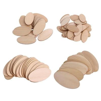 Natural Rustic Wooden Cutout Oval Wood Pieces Tag Unfinished Wood Oval Slices for DIY Craft Wedding Centerpiece Christmas