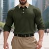 Mens American Turn Down Collar Heavy Weight Color Block Casual Long Sleeve Polo Shirt