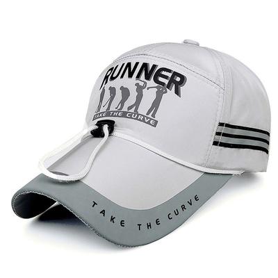 Summer Baseball Hat Men's Outdoor Sports Quick-drying Hat Sunshade Breathable Windproof Rope Fishing Hat Two Strips Luminous Strips