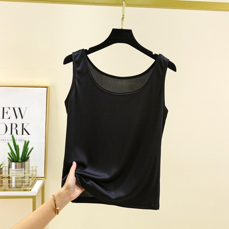 

This Is A New Summer Sleeveless Base Layer with A Halter Top for Women. It Is A Slim, Versatile and Simple U-neck Top M чорний