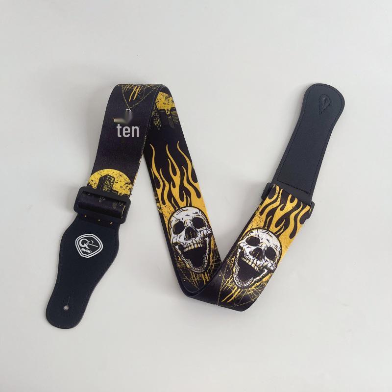Skull Design Ethnic Electric Guitar Straps - Widened for Bass and Classical