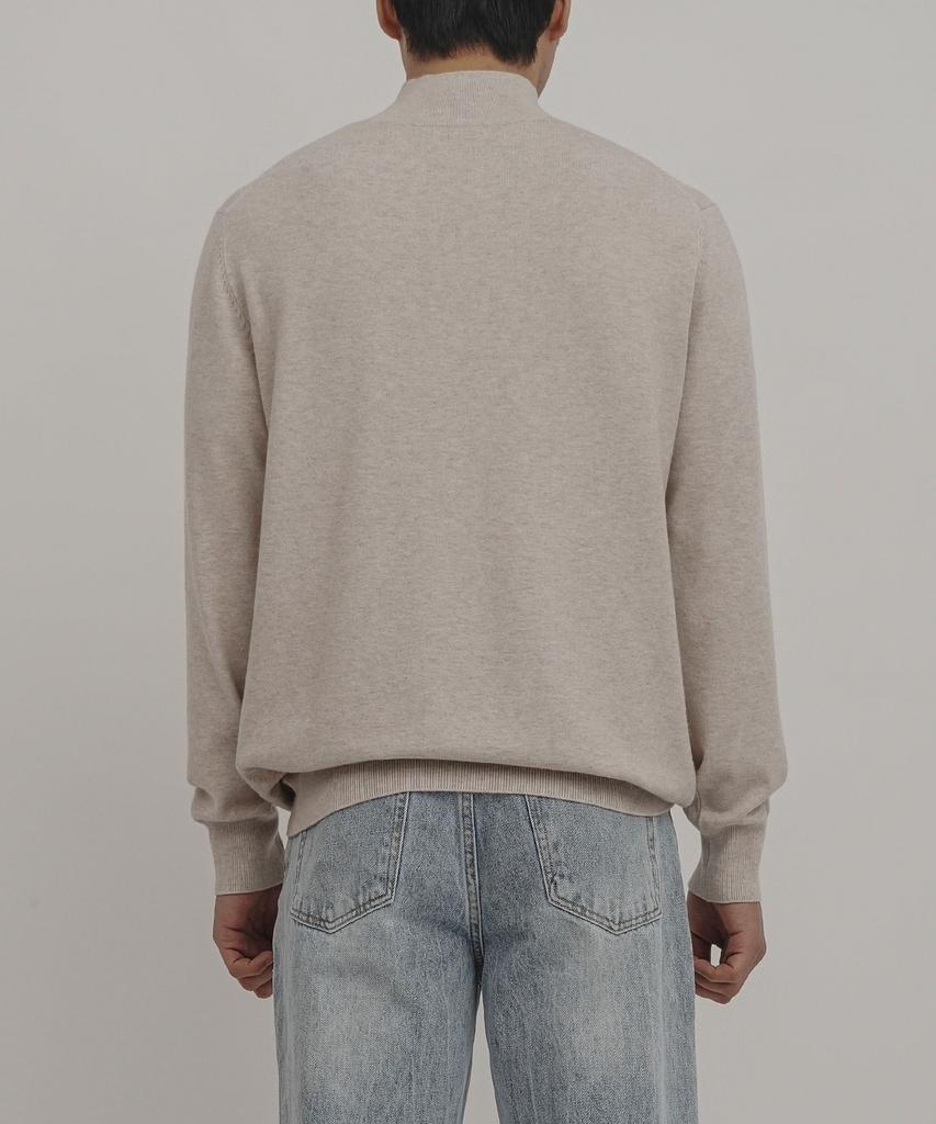 GOLDPERCENT Viscose Soft Cozy Mock Turtleneck Basic Knit (Oatmeal, Men)