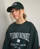 BONIEE [Fleece Lined] Arch Typo Logo Graphic Oversized Sweatshirt Green