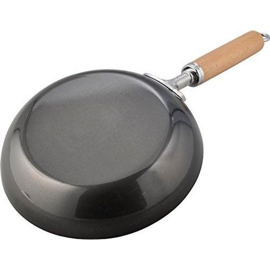 Heiwa Furaze Tsubame Sanjo Black Steel Frying Pan 22cm IH Compatible Gas Wooden Handle Made Japan Selected Materials GR-9747