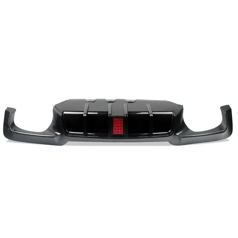 MagicKit for BMW 5 Series F10 M Sport Bumper 10-16 Carbon Look Rear Diffuser with LED Light