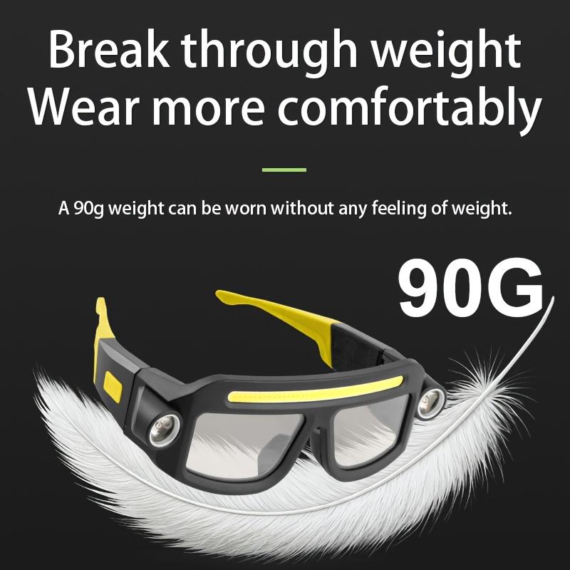 LED Safety Glasses with Light, Rechargeable Headlamp Glasses, Hands Free Work Light Eyewear with Side Flashlights