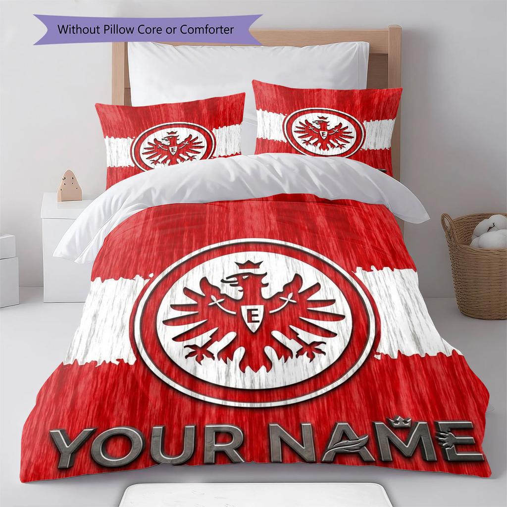 Eintracht Frankfurt Custom Name Pattern Bedding,Quilt Set Quilt Cover Pillowcase Home Birthday Gift(1 * duvet cover + 2 * pillowcase, without core)
