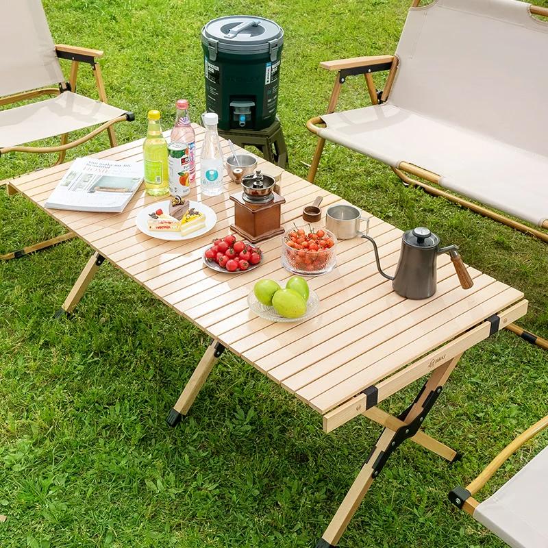 Podzimní rodina venku Kempingový stůl Obývací pokoj Zahrada 120CM Woodiness Skládací stůl Nábytek Kempingové vybavení
