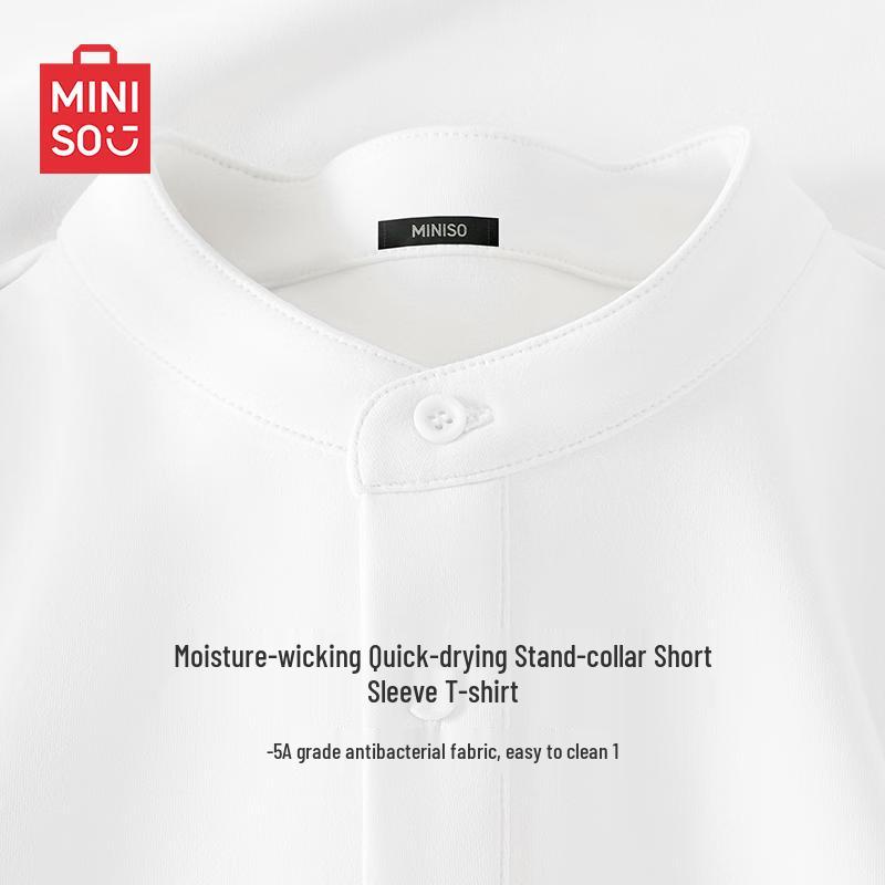 MINISO Men s Quick-Dry Stand Collar Short Sleeve T-Shirt L