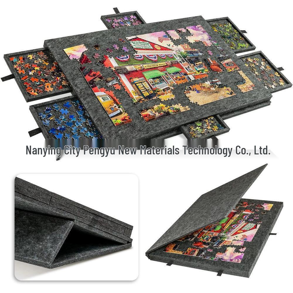 Cross-Tilt Jigsaw Table with Stand, Cover & 6 Drawers - Portable Puzzle Board for Kids