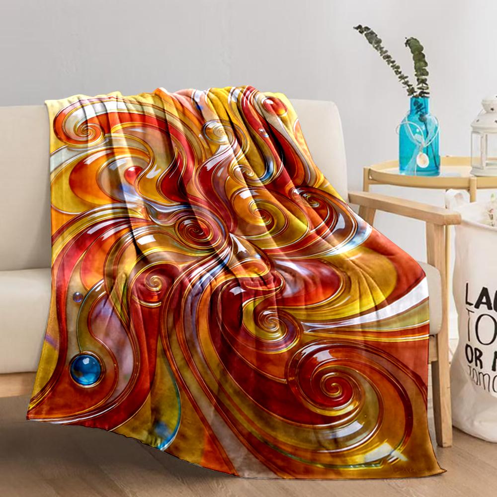Abstract Swirl Pattern Blanket In Vibrant Red and Yellow Colors Blanket, Suitable for Use In the Bedroom, Living Room, On the Sofa
