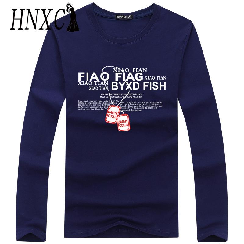 

Хлопковая футболка с длинным рукавом HNXC Мужская модная свободная сочувственная футболка XXXXXL темно-синий