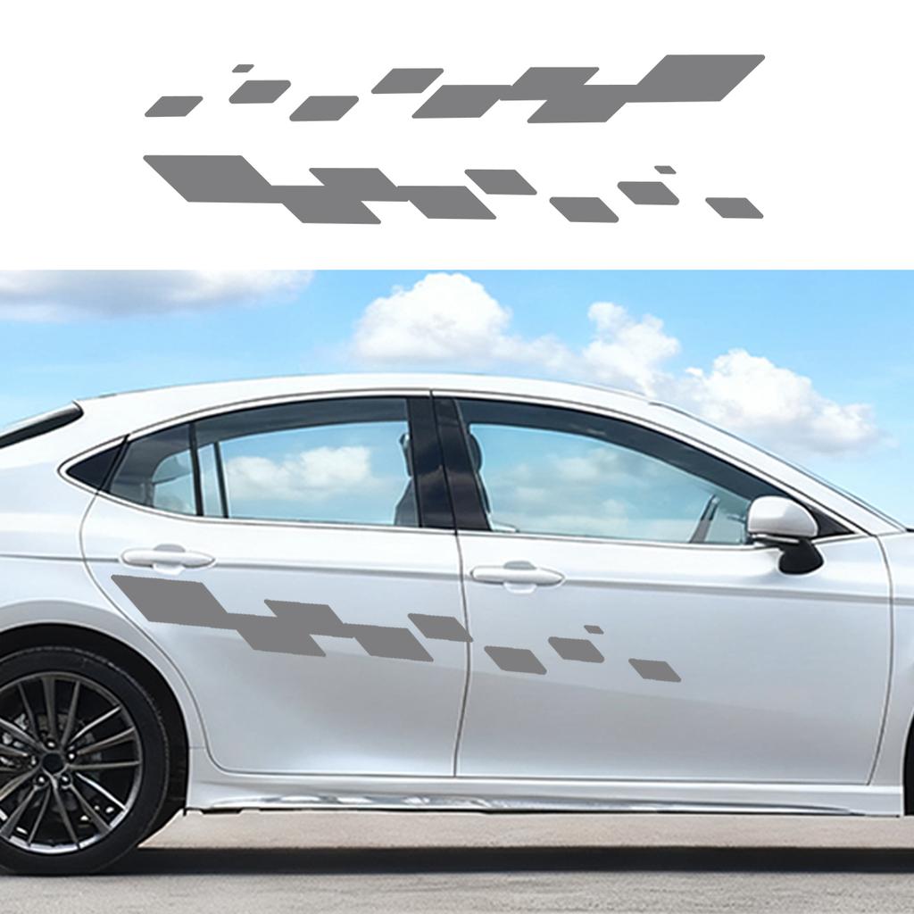 2pcs Car Door Decals Racing Checkered Vinyl Stickers Car Body Side Stickers Waterproof Self-Adhesive Paper