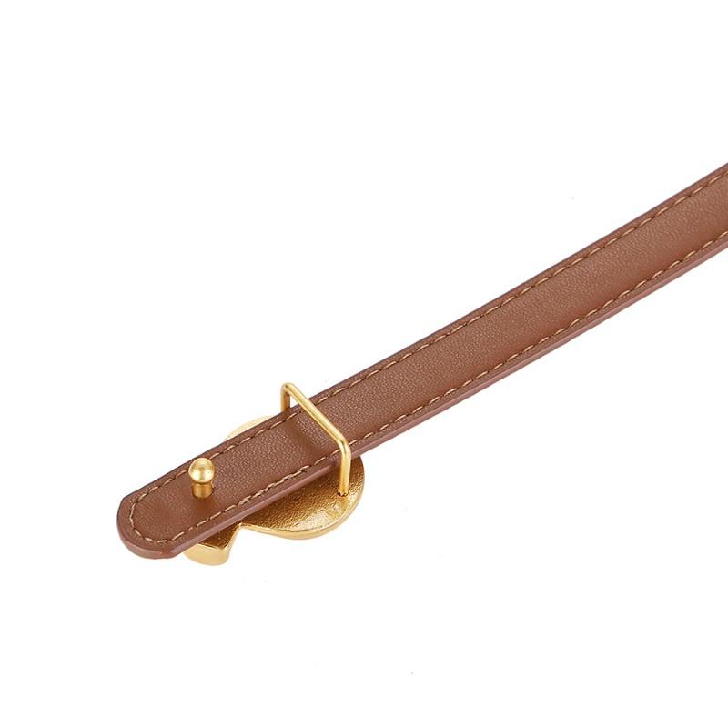 Top grain leather women's belt - smooth buckle detail, genuine leather waistband for dress pants and skirts