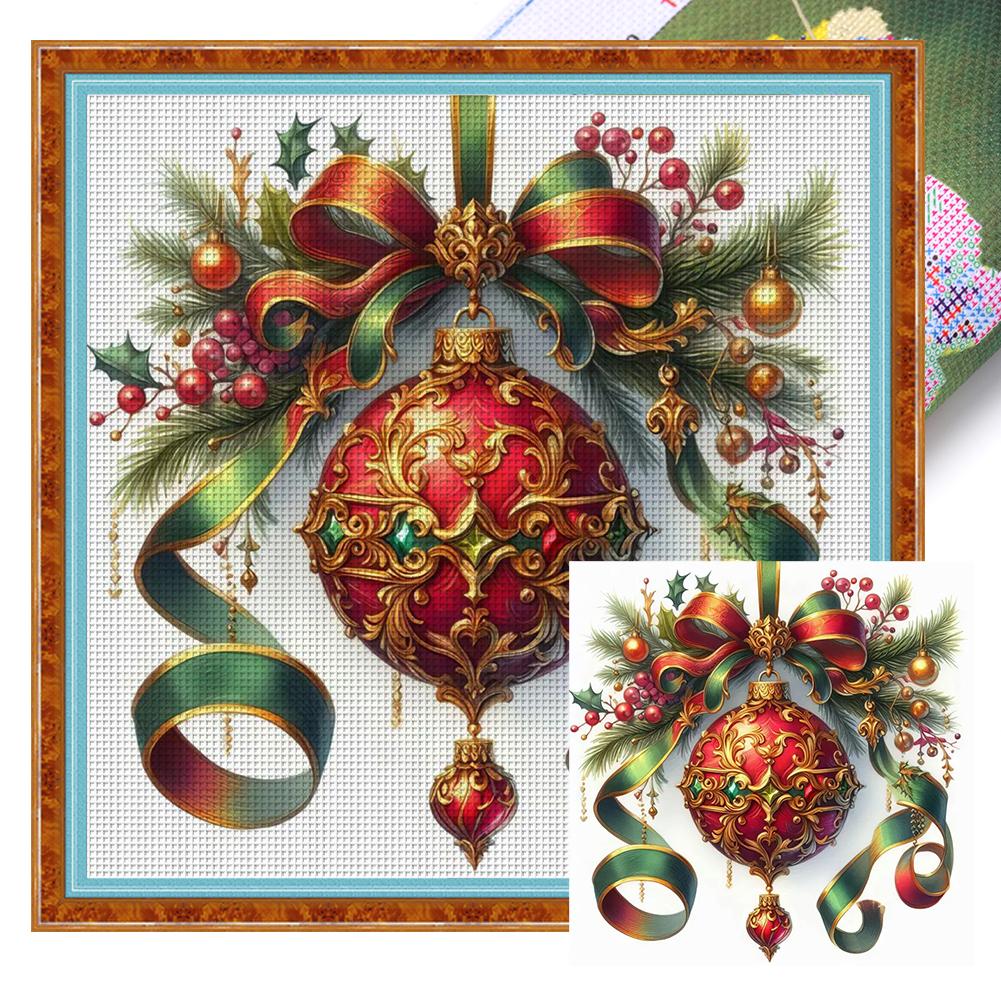 

Full Embroidery Eco-cotton Thread 11CT Printed Xmas Cross Stitch Kit Art 40x40cm
