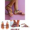 Elegantní Dámské Boho Sandály Gladiator Kožené Ploché Boty S Barevnými Pompony