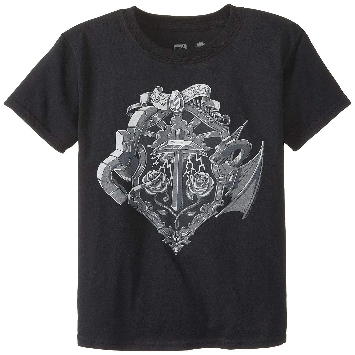 Authentic MINECRAFT Heroes Crest Youth T-Shirt Black S NEW S