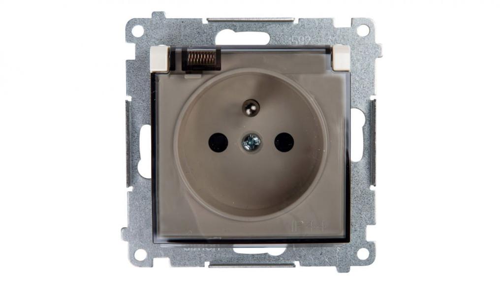 Simon 54 Splashproof Socket Z/U Ip44 With Transparent Flap Without Seal Cream Dgz1Buz.01/41A