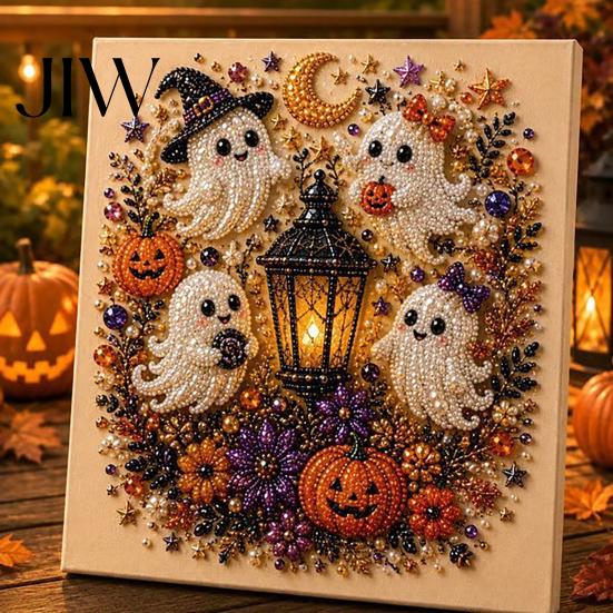 Dekoracyjne Zestawy Sztuki z Pereł Halloweenowy Duch Faux Zestaw DIY, Straszny 3D Zestaw DIY z Koralików Malowanie Rzemiosło, Gotycka Ściana dla Dorosłych Początkujących Trwałe Dekoracje