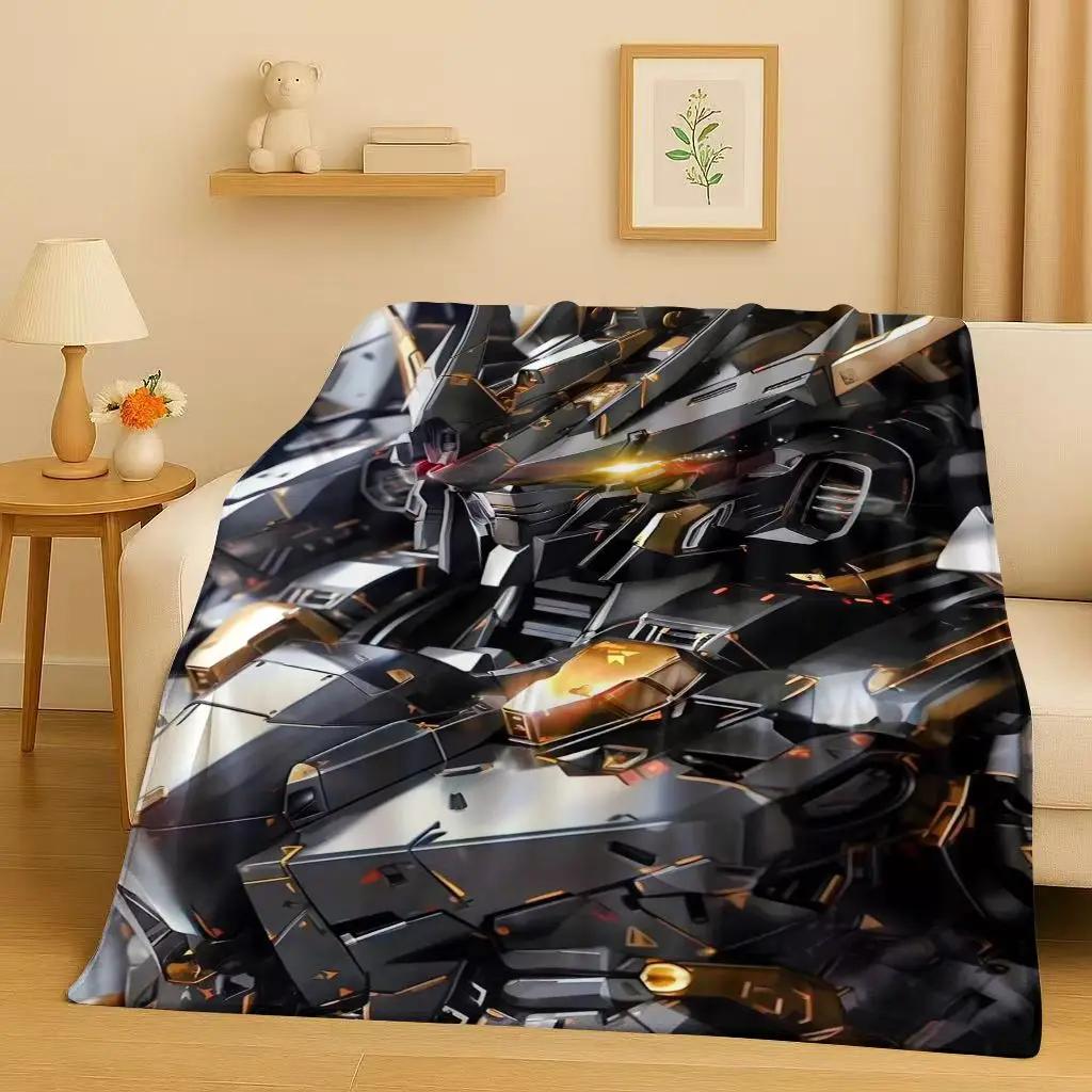3D Gundam Cartoon Robot Christmas Gift Flannel Blanket,Ultra Soft Warm Plush Throw for Home Bedroom Bed Sofa Cover Office