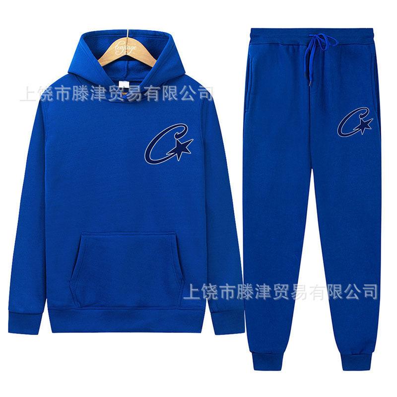 Trendy Corteiz Devil's Island Hoodie Street Hip Hop Sports Pants Casual Versatile Set