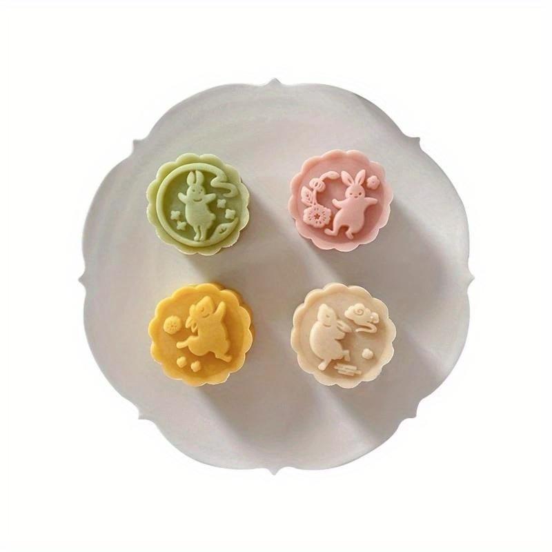 Handmade 3D Rabbit Cake Mold, Reusable and Multi-Purpose Mooncake Mould for Festival Decoration 50g