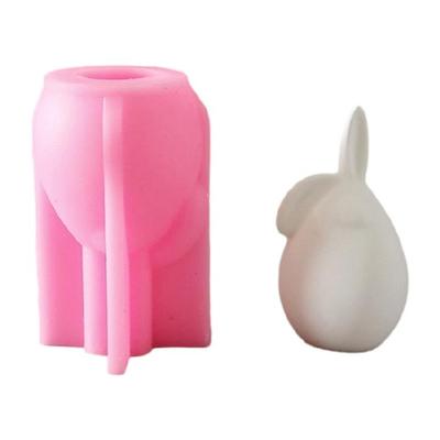 Reizende Tierkerzenformen 3D Hasen Silikonform Ornamentformen Gießform Bastelbedarf für Heimdekorationen