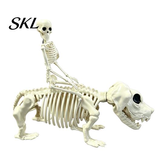 Halloween Yard Decoration Decoration, Skeleton Riding Dog Statue, 52cm Large Bone Figure for Texture Decor Display, Spooky Child Hound Haunted