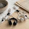 Black Silver Bow Star Bag Charms Beaded Pendants Creative Phone Lanyards  Girl