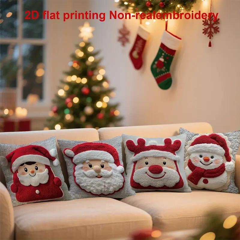1-10PCS Christmas Pillow Cover Snowman and Reindeer Digital Print Sofa Cushion for Home Office and Living Room Holiday Decor