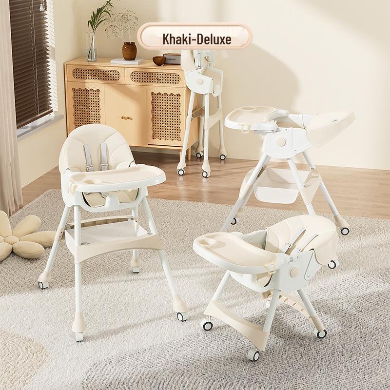 Multifunctional Baby High Chair: Foldable Metal Seat, Convertible Dining Table & Rocking Chair for Infants & Toddlers.
