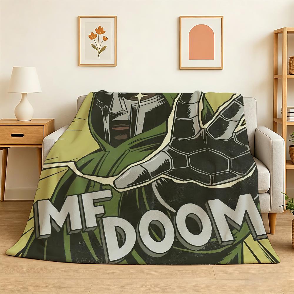 MF DOOM rapper Throw 240g Flannel Blanket Lightweight Soft Skin-friendly Summer Thin Throw Blanket 75X95CM