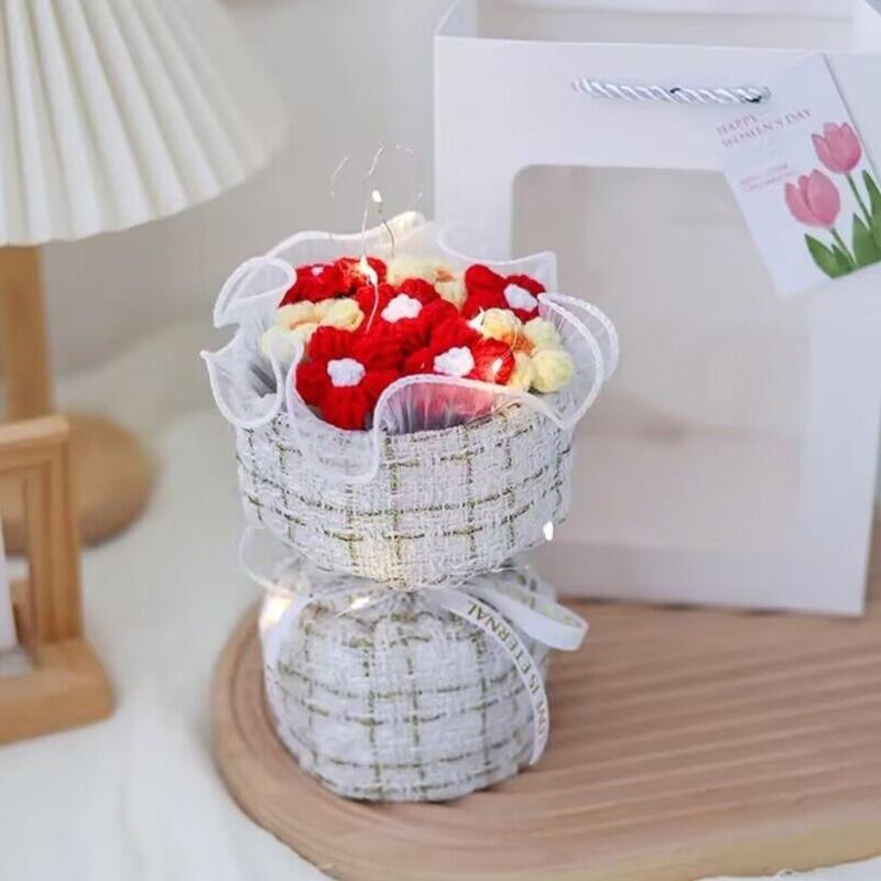 Knitted yarn simulation puff bouquet