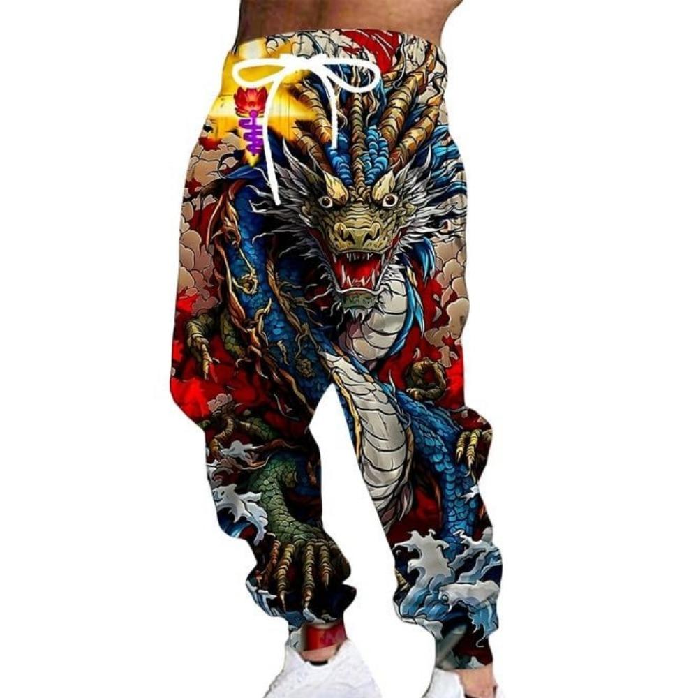2026 Fashion New Limited Edition Five Claw Golden Dragon Texture 3D Printed Loose Outdoor Hip Hop Street Casual Sports Pants