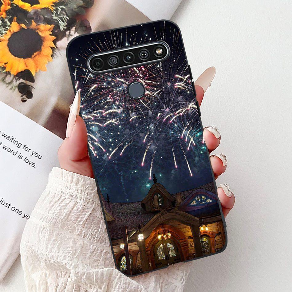 For LG K41S K51S 2020 Elegant Floral Cat Printed Phone Case For LG K41S K51S LM-K410 LM-K510 Black Silicone Soft Cases