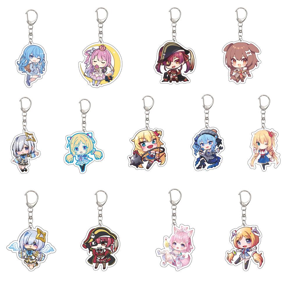55MM Anime Hololive Keychain Hoshimati Suisei/Natsuiro Matsuri/Akai Haato Key Chain Acrylic Model Plate Christmas Gifts