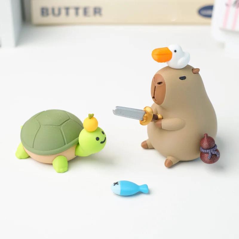 Capybara Magnetic Desktop Ornament 3d Printed Capybara Model Doll Decoration Dolphin And Fishing Figurine Collectible Gifts