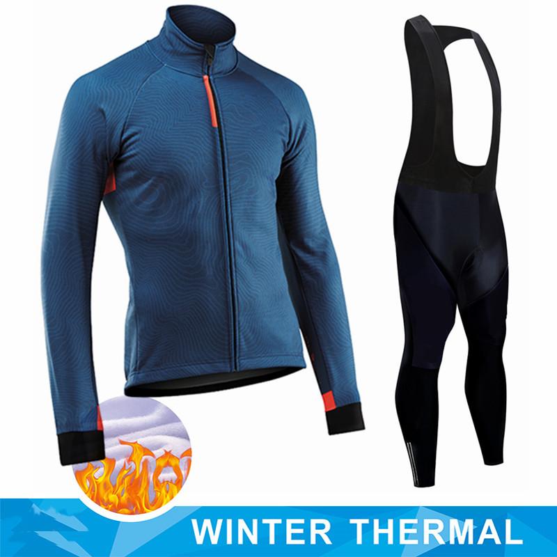 Men 2026 Winter Velvet Warm Cycling Clothing Suit Set Thermal Fleece Bicycle Jersey Set MTB Warm Bike Jersey Set Ropa