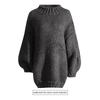 Elegant 2026 Autumn Batwing Sleeve Knit Sweater: Fashionable Loose Fit, Solid Color, Round Neck Pullover for Women
